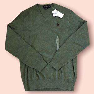 Ralph Lauren Polo Mens Green V-Neck Sweater